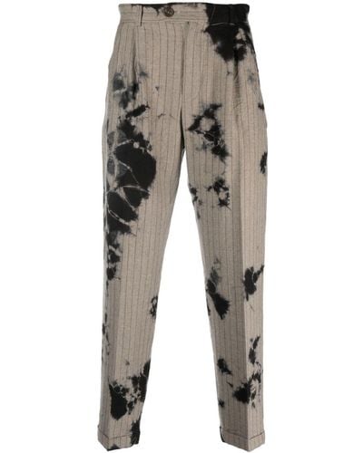 Suzusan Bleached Pinstriped Tailored Pants - Grey