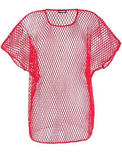 DSquared² T-Shirt in Netzoptik - Rot