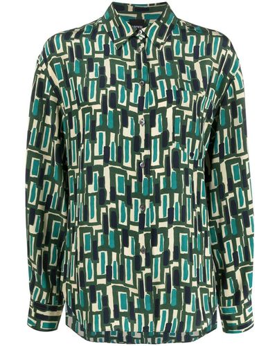 Aspesi Abstract-pattern Silk Shirt - Green