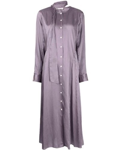 Tory Burch Stripe-pattern Satin-finish Dress - Purple