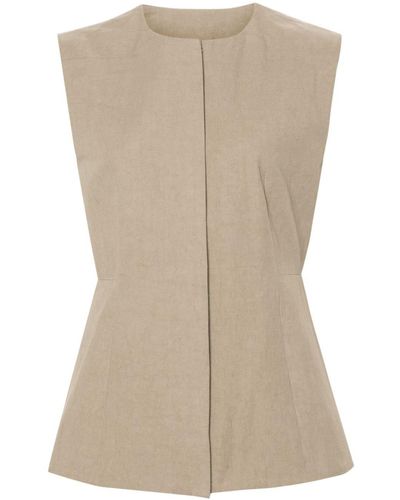 Lauren Manoogian Textured Fitted Cotton Vest - Natural