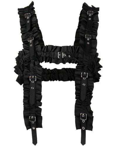 Noir Kei Ninomiya Ruffled Adjustable Harness Top - Black