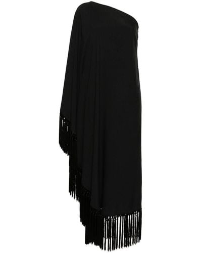 ‎Taller Marmo One-shoulder Fringed Midi Dress - Black