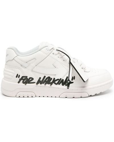 Off-White c/o Virgil Abloh Out Of Office "for Walking" Leren Sneakers - Naturel