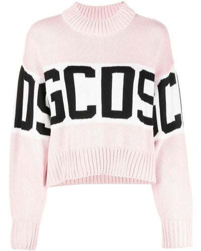 Gcds Logo Band Boxy Sweater - Pink