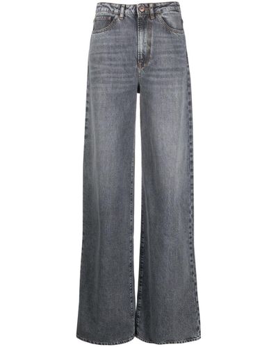 3x1 Weite High-Waist-Jeans - Grau