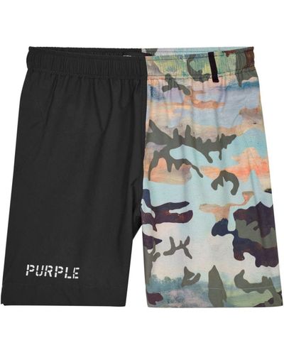 Purple Brand Badeshorts in Colour-Block-Optik - Schwarz