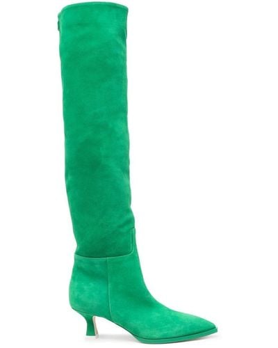 3Juin Suede Pointed Knee-length Boots - Green
