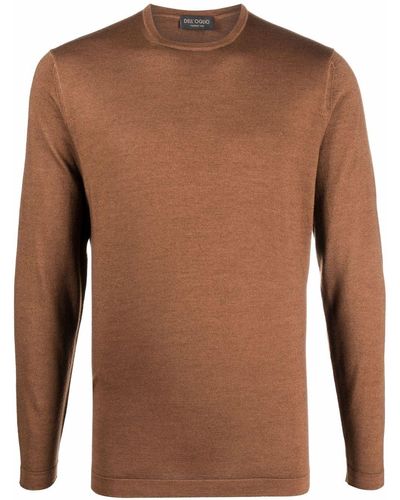 Dell'Oglio Merino Knit Crew Neck Sweater - Brown