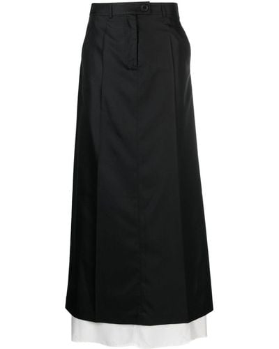 Peter Do Double-layer A-line maxi skirt - Nero