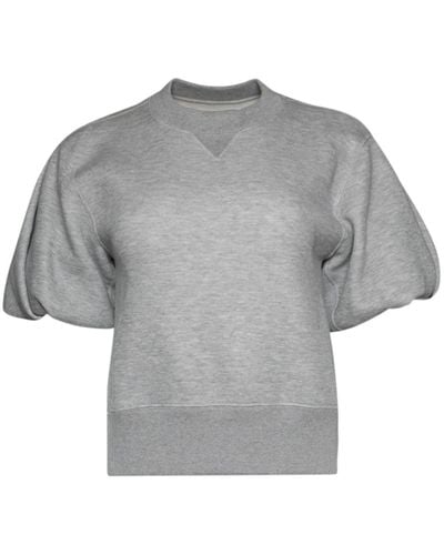 Sacai Sponge Puff-sleeve Cotton Sweatshirt - Grey
