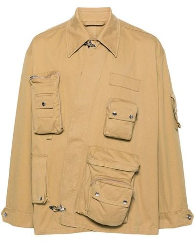 Lanvin X Future Neutral Asymmetrical Cargo Jacket - Men's - Zamac/cotton/brass/calf Leather - Natural