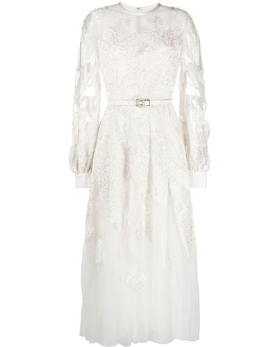 Elie Saab Bead-embroidered Midi Dress - White