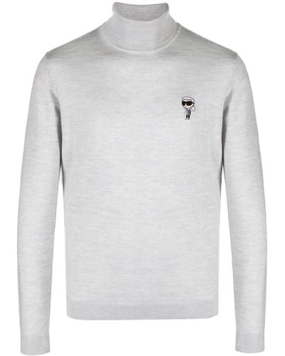 Karl Lagerfeld Logo-embroidered Wool Sweater - Gray