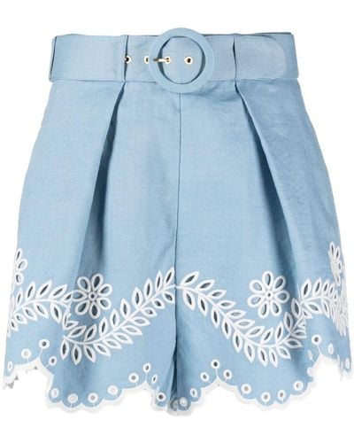 Zimmermann Pantalones cortos Junie bordados - Azul