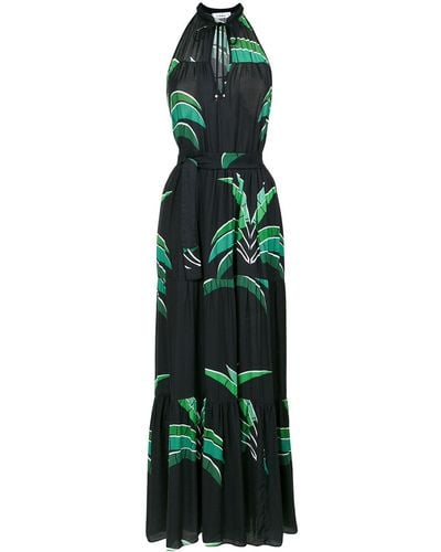 Amir Slama Foliage print long dress - Vert