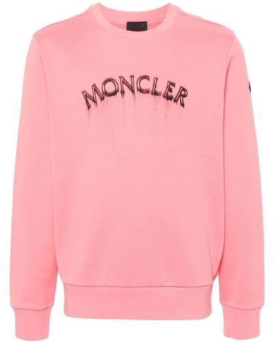 Moncler Sweatshirt mit Logo-Stickerei - Pink