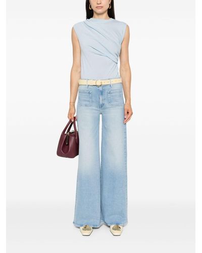 Mother Logo-embroidered wide jeans - Blau