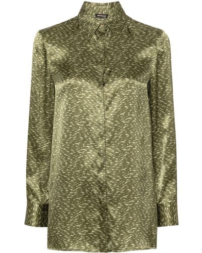 Kiton Abstract-print Silk Shirt - Green