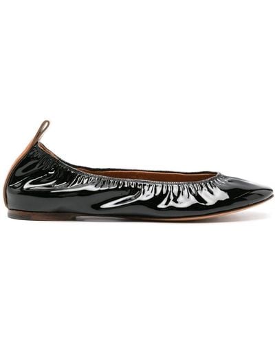 Lanvin Patent Leather Ballerina Shoes - Black