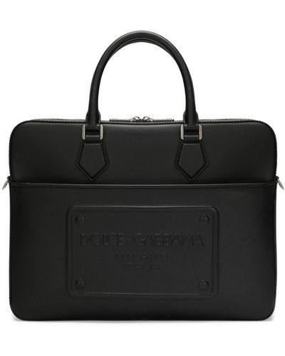 Dolce & Gabbana Logo-embossed Leather Briefcase - Black