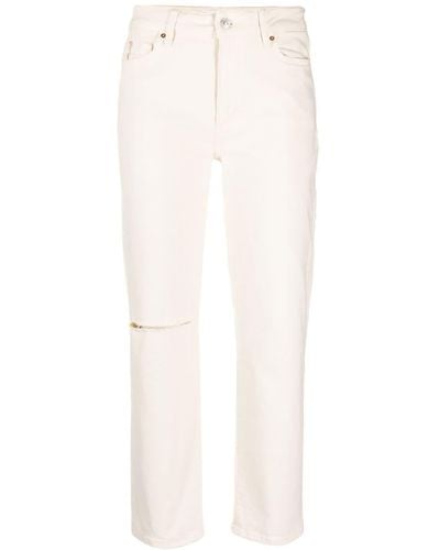 PAIGE Jeans crop con effetto vissuto - Bianco