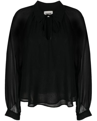 Claudie Pierlot Semi-sheer Long-sleeved Shirt - Black