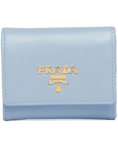 Prada Leather Logo-detail Wallet - Blue