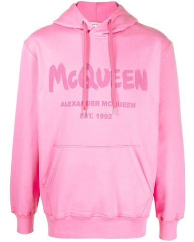 Alexander McQueen Logo Cotton Hoodie - Pink