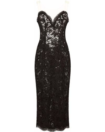 Dolce & Gabbana Sleeveless Tulle Midi Dress - Black