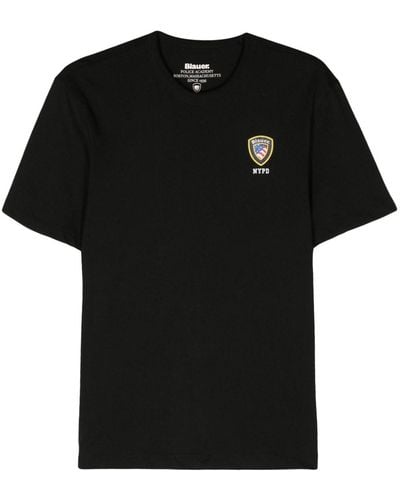 Blauer Camiseta con logo estampado - Negro