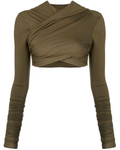 Concepto Long-sleeve Hooded Crop Top - Green