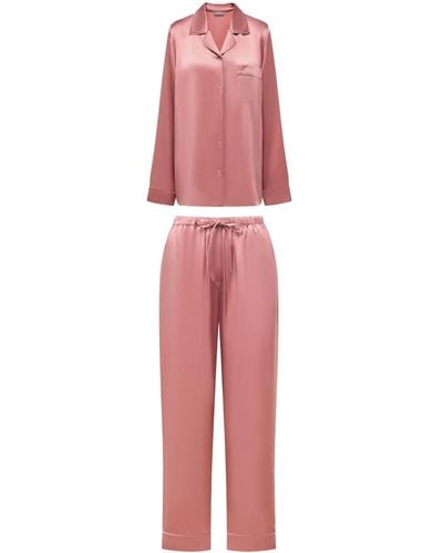 12 STOREEZ Long-sleeved Silk Pajama Set - Red