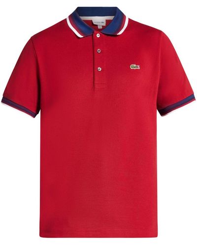 Lacoste Logo-embroidered Striped-border Polo Shirt