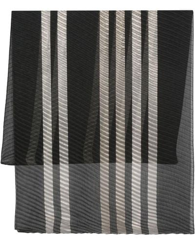 Emporio Armani Striped Plissé Scarf - Black