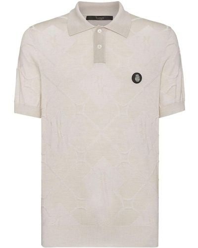 Billionaire Poloshirt mit Intarsienmuster - Weiß
