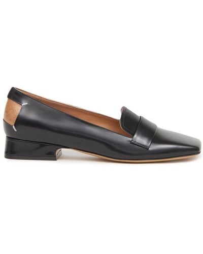 Maison Margiela Square-toe Leather Moccasin Loafers - Brown