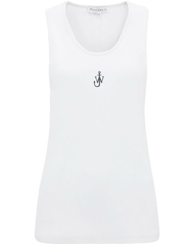 JW Anderson Logo-embroidered Cotton Tank Top - White