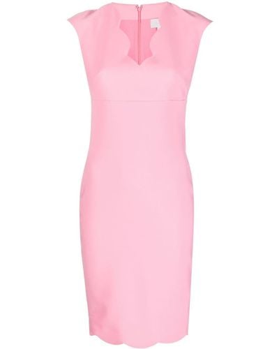 Genny Scallop-edge Midi Dress - Pink