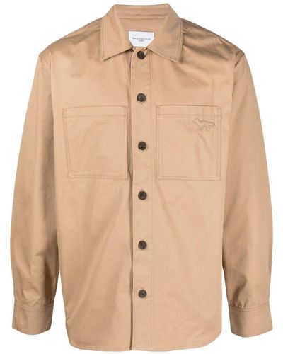 Maison Kitsuné Button-up Shirt Jacket - Natural