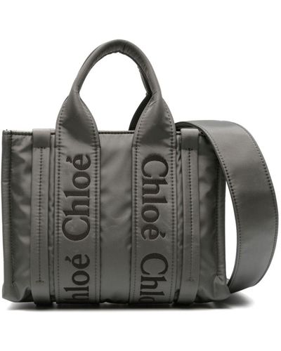 Chloé Small Woody Logo-embroidered Tote Bag - Black