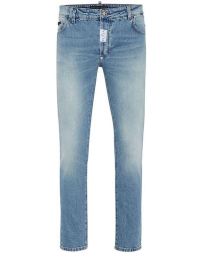 Philipp Plein Logo-appliqué Low-rise Skinny Jeans - Blue