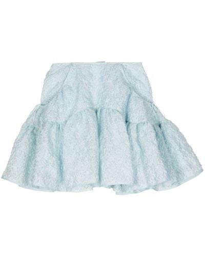 Cecilie Bahnsen Gilly Ruffled Matelassé Skirt - Blue