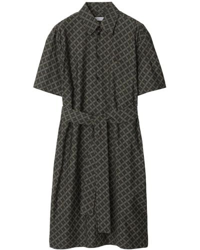 Burberry Check-pattern Cotton Shirt Dress - Black
