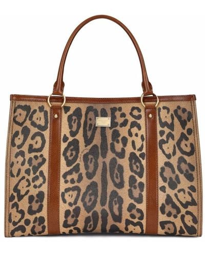 Dolce & Gabbana Crespo Shopper mit Leoparden-Print - Braun