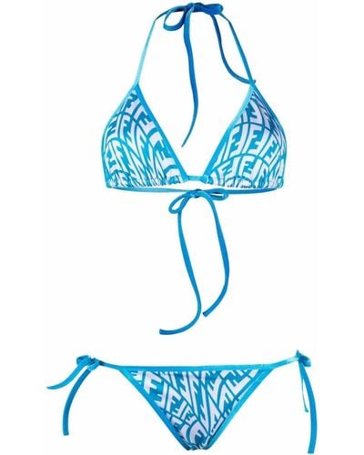 Fendi Ff-vertigo Triangle Bikini Set - Blue