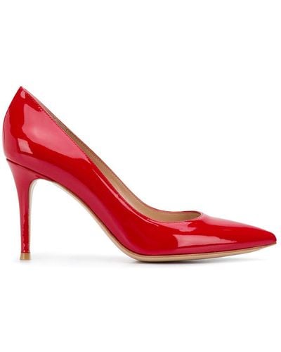 Gianvito Rossi Varnished 85mm Stiletto Court Shoes - Red