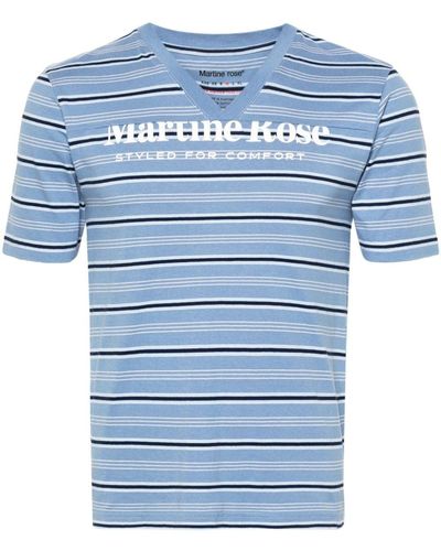 Martine Rose Gestreept T-shirt Met Logoprint - Blauw