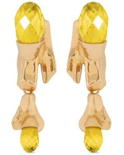 Oscar de la Renta Crystal-embellished Drop Earrings - Yellow
