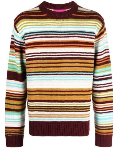 The Elder Statesman Striped Intarsia-knit Sweater - Red